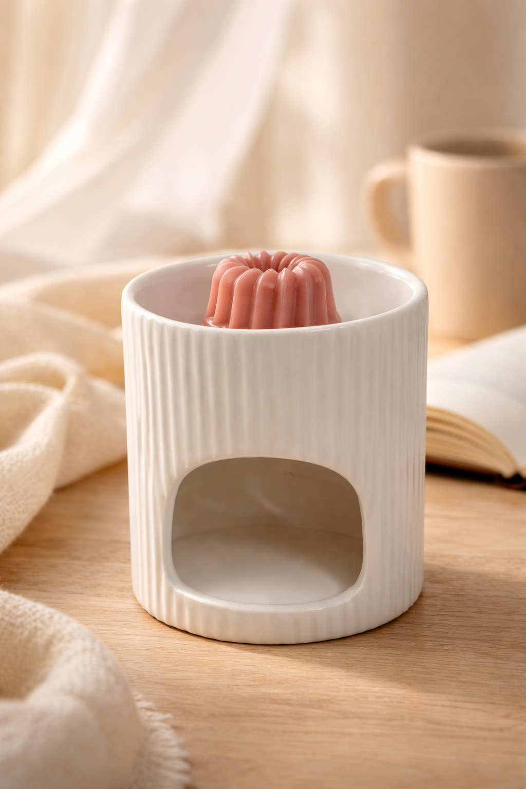 Brûleur céramique – Modèle “Élégance Striée Blanc”