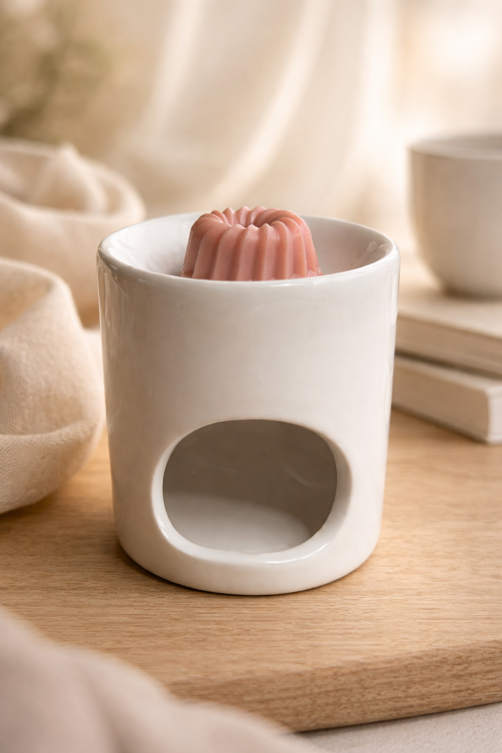 Brûle-fondant “Cœur Pur” – Céramique blanche & cœur rouge